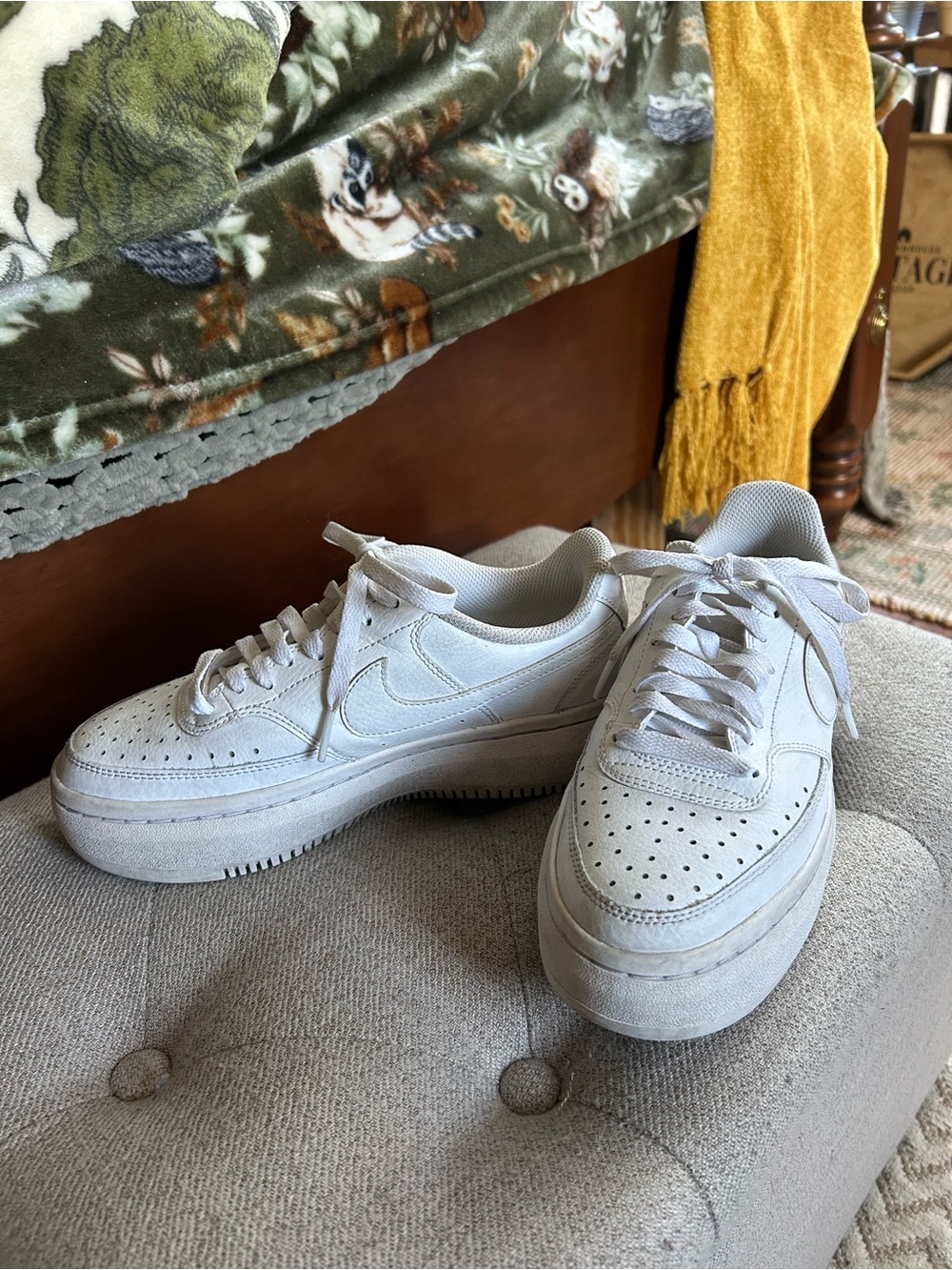 Nike Women’s White Platform Lace-Up Sneakers